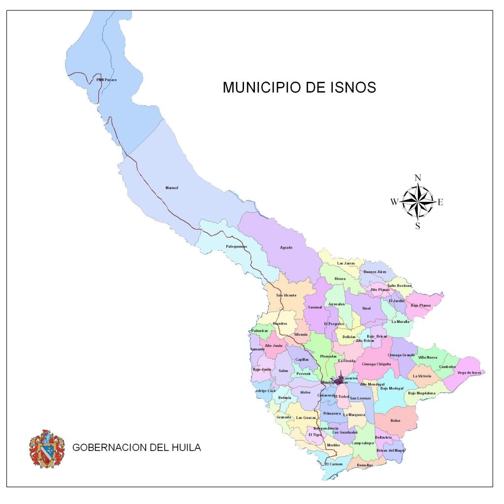 Mapa: Veredas del Municipio de Isnos