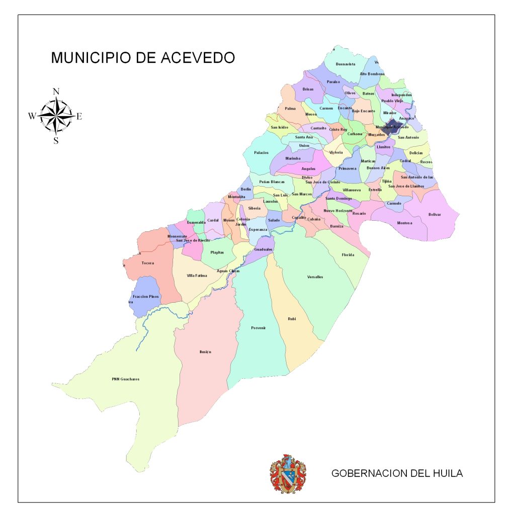 Mapa: Veredas del Municipio de Acevedo