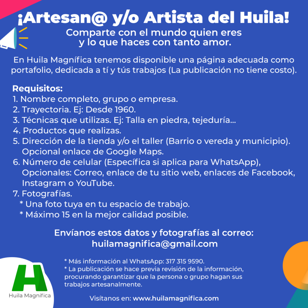 Convocatoria a Artesan@s o Artistas que viven en el Huila